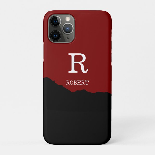 Coques Case-Mate iPhone Elegant Black & red custom initial name (Dos)
