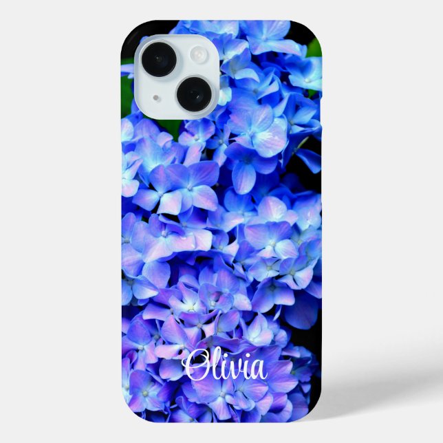 Coques Case-Mate iPhone Élégant bleu violet clair magenta hydrangée floral (Verso)