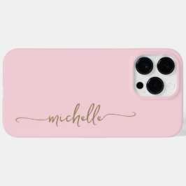 Coque Pour Pour iPhone 14 Pro Max Élégant Blush Rose Girly Minimal Gold Name Script
