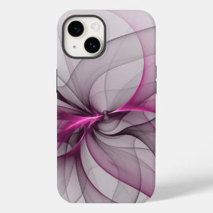 Coque Pour iPhone 14 Élégant Chaos Moderne Art Fractal Abstrait Rose