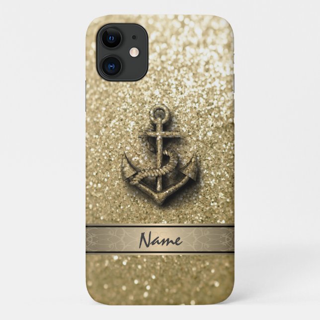 Coques Case-Mate iPhone Élégant charmant monographie d'ancre en faux parti (Dos)