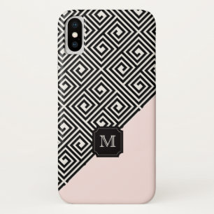 Case-Mate iPhone Case Élégant chic moderne noir rose clé grecque Monogra