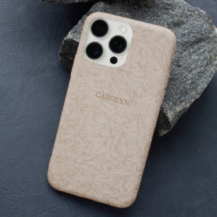Coques iPhone 16 Pro Élégant Chic Motif Beige Embossant Texture Personn