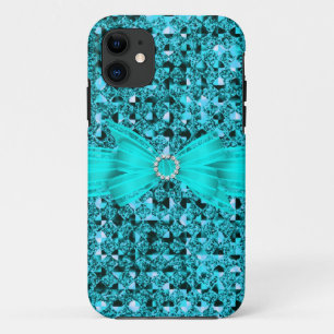 Coque Case-Mate Pour iPhone Élégant Classe Bleu sarcelle argent Paillettes Loo