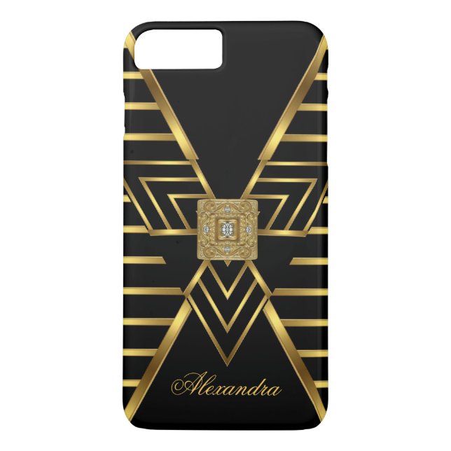 Coques Case-Mate iPhone Elégant Classy Gold Black Stripe Art Déco (Dos)