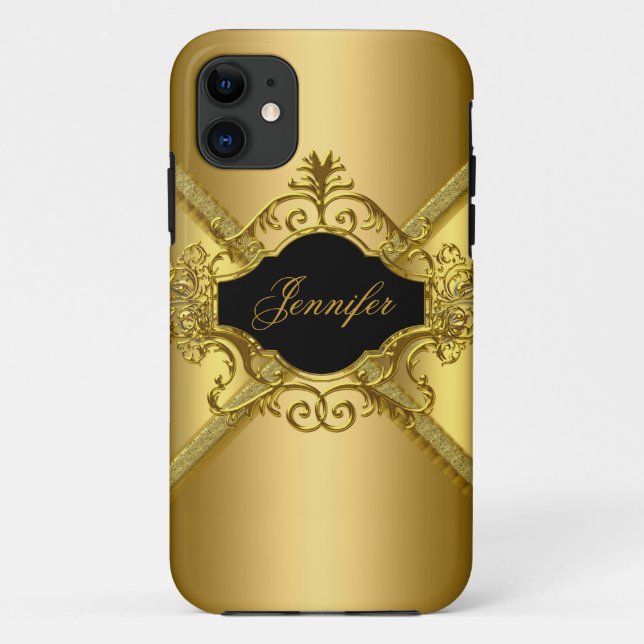 Coques Case-Mate iPhone Elégant Classy Gold Noir (Dos)