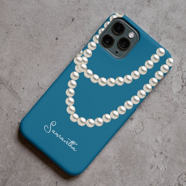 Coques Case-Mate iPhone Elégant collier bleu Pearl (Créateur téléchargé)