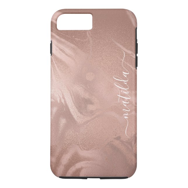 Coques Case-Mate iPhone Élégant cuivre moderne rose gold marble look (Dos)