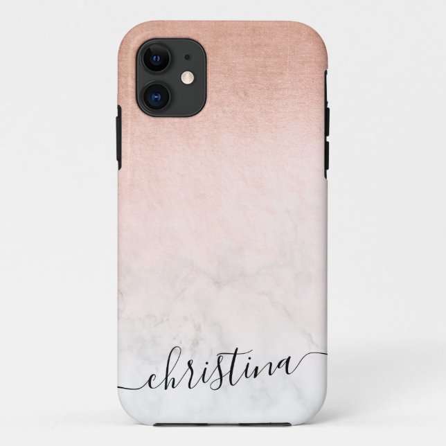 Coques Case-Mate iPhone Elégant dégradé moderne cuivre or marbre blanc (Dos)