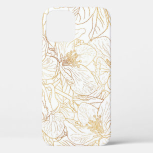 Case-Mate iPhone Case Elégant design blanc de fleurs de cerisiers d'or