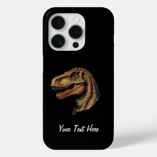 Coque iPhone 15 Pro Élégant Dinosaure vert rouge T-Rex Tyrannosaurus