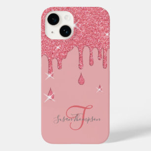Coque Pour iPhone 14 Élégant effet rose personnalisé éclaboussures