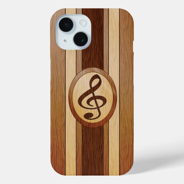 Coques Case-Mate iPhone Élégant Faux Wood Treble Clef Inlay (Verso)