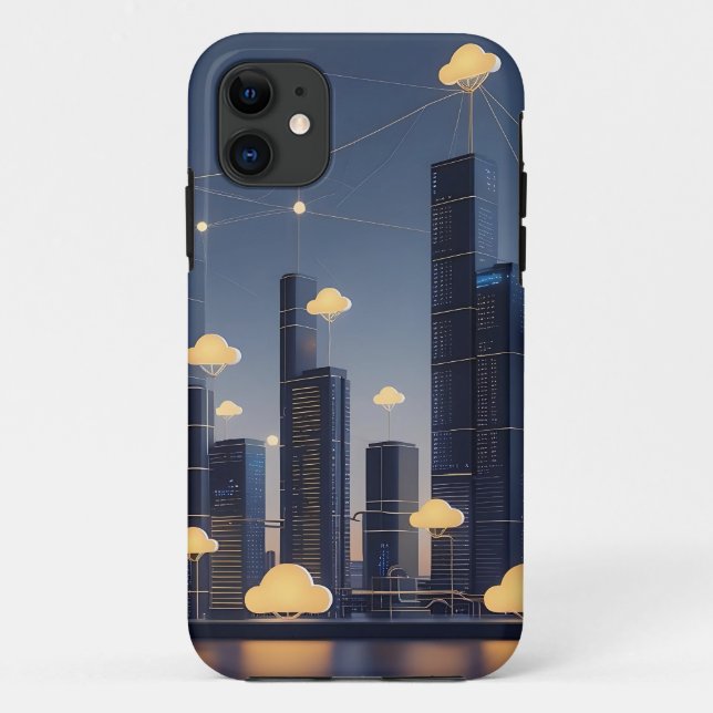 Coques Case-Mate iPhone Élégant filaire futuriste Smart City - brillant (Dos)