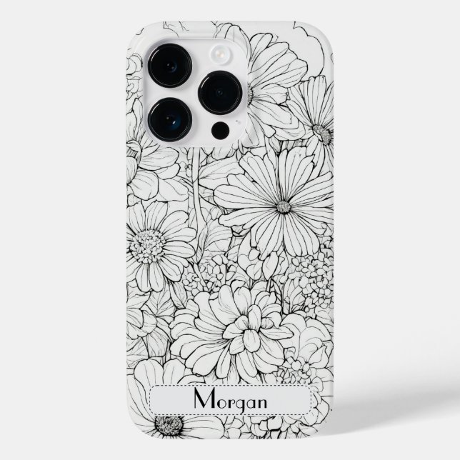 Coques Case-Mate iPhone Élégant Fleur sauvage blanc et noir (Verso)