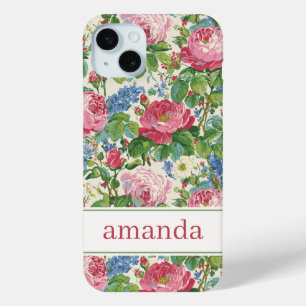 Coque iPhone 15 Mini Élégant floral aquarelle personnalisé rose