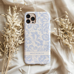 Coque iPhone 15 Pro Max Élégant floral botanique bleu