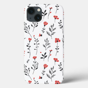 Case-Mate iPhone Case Élégant Floral - Motif botanique rouge et noir