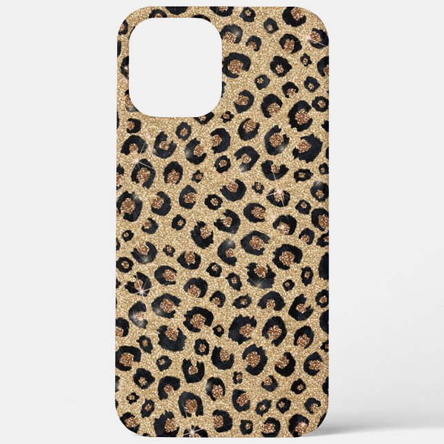 Coques Case-Mate iPhone Elegant Gold Glitter Black Leopard (Verso)