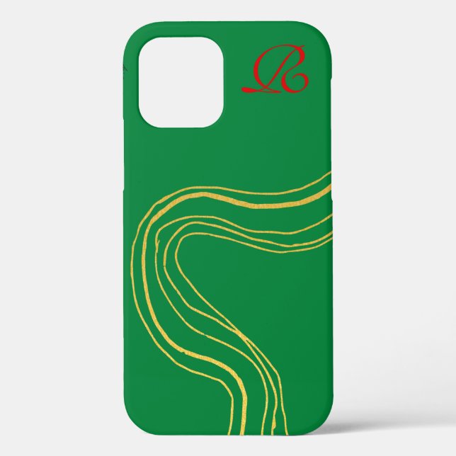 Coques Case-Mate iPhone Élégant Gold Royal Green Abstrait (Verso)