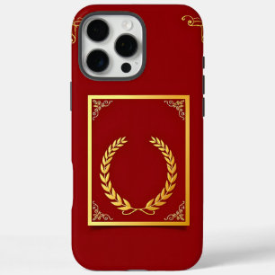 Coques iPhone 16 Pro Max Elégant Golden Laurel dans cadre rectangulaire