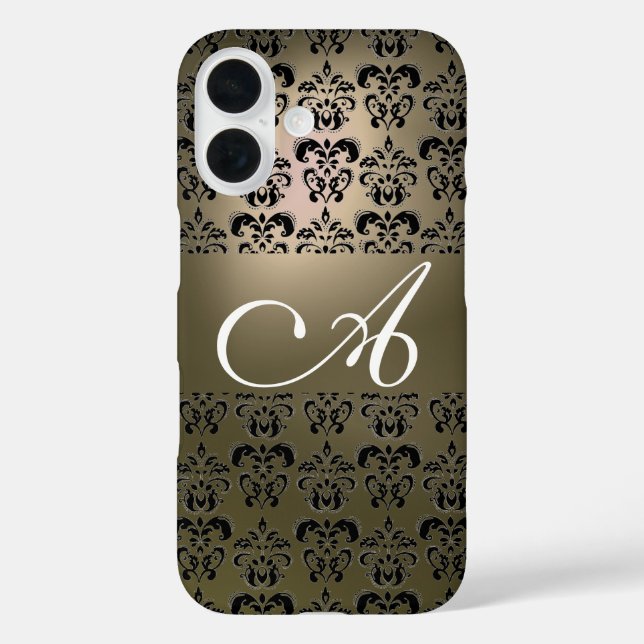 COQUES Case-Mate iPhone ÉLÉGANT GRAY BLACK DAMASK MONOGRAM (Verso)