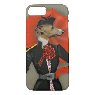 Coques Pour iPhone Elégant Greyhound et parapluie rouge