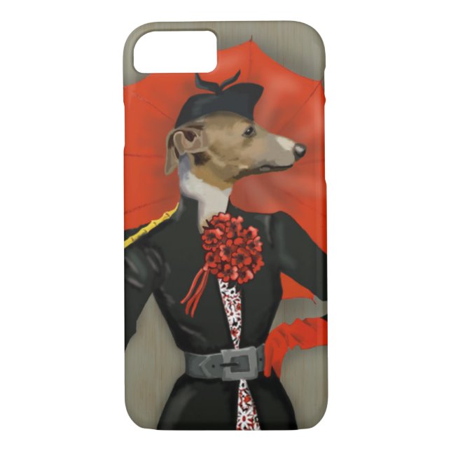 Coques Case-Mate iPhone Elégant Greyhound et parapluie rouge (Dos)