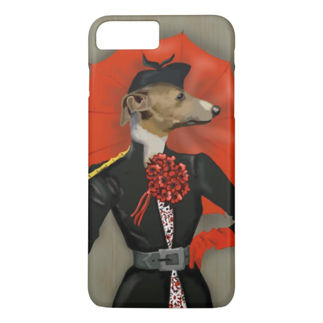 Coques Case-Mate iPhone Elégant Greyhound et parapluie rouge (Dos)