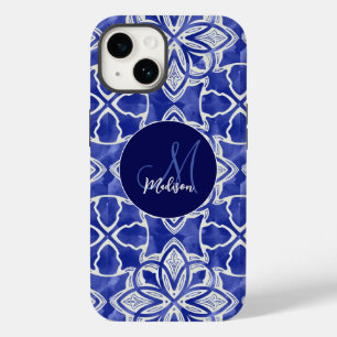 Coque Pour iPhone 14 Élégant gris-gris gris gris initial monogrammé