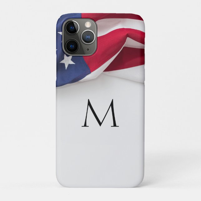 Coques Case-Mate iPhone Elegant Initial American Flag Monogram (Dos)