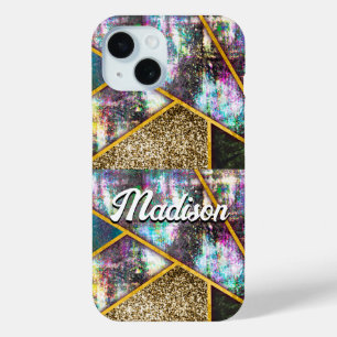 Coque Pour iPhone 15 Élégant iridescente girométrique