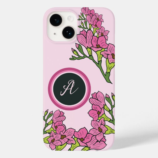 Coques Case-Mate iPhone Élégant joli motif fleuri rose (Verso)