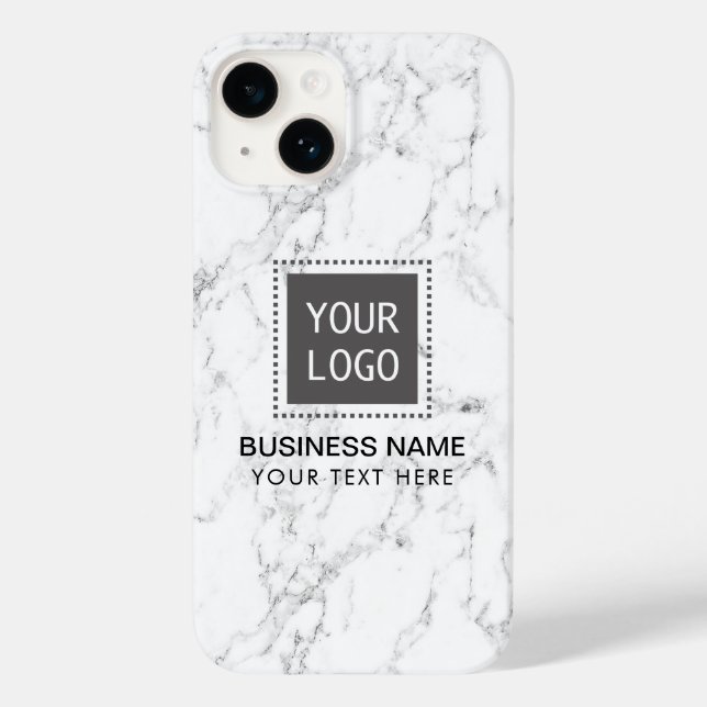 Coques Case-Mate iPhone Élégant logo personnalisé Marbre blanc d'entrepris (Verso)