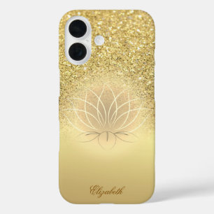Coques iPhone 16 Elegant lotus bokeh pailleté or