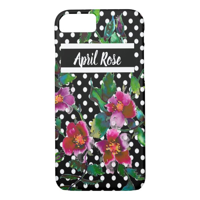 Coques Case-Mate iPhone Élégant magenta rose rétro rose pois (Dos)