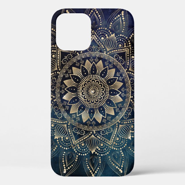 Coques Case-Mate iPhone Elégant Mandala Gold Blue Galaxy (Verso)