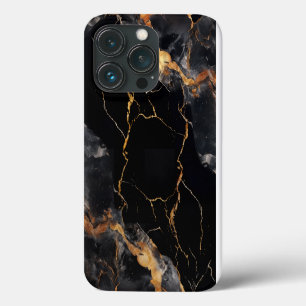 Case-Mate iPhone Case Elégant marbre noir Veines dorées