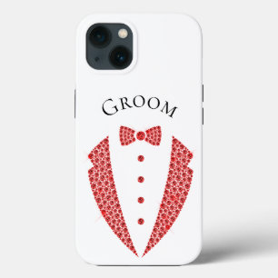 Case-Mate iPhone Case Elégant Mariage Groom Tuxedo Red White Typography