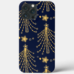 Case-Mate iPhone Case Elégant Marine Bleu Or Noël Arbre étoile Motif