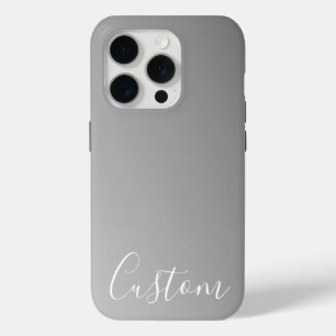 Coque iPhone 15 Pro Élégant moderne blanc Script écriture gris dégradé