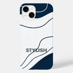 Coque Pour iPhone 14 Elégant & moderne bleu & blanc