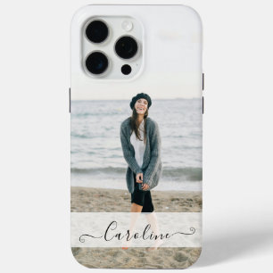 Coque iPhone 15 Pro Max Élégant Moderne Personnalisé Photo et Nom
