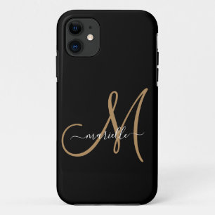 Case-Mate iPhone Case Élégant Monogram Black Gold Nom