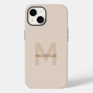 Coque Pour iPhone 14 Élégant Monogramme Beige Or Moderne Typographie No