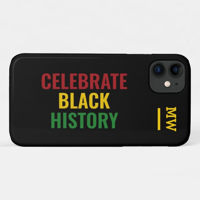 Coques Case-Mate iPhone Élégant monogramme CÉLÉBRER L'HISTOIRE NOIRE (Dos (Horizontal))