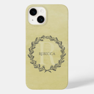 Coque Pour iPhone 14 Élégant monogramme de couronne jaune