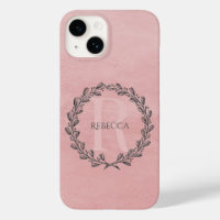 Élégant monogramme de couronne | Rose