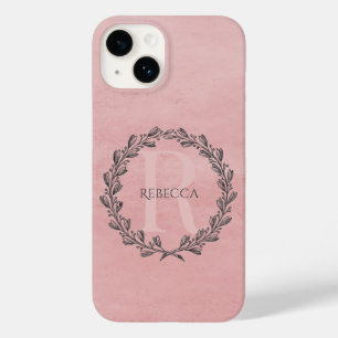 Coque Pour iPhone 14 Élégant monogramme de couronne Rose
