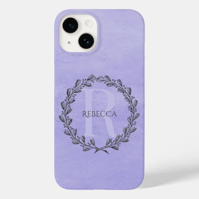 Coques Case-Mate iPhone Élégant monogramme de couronne | Violet (Verso)